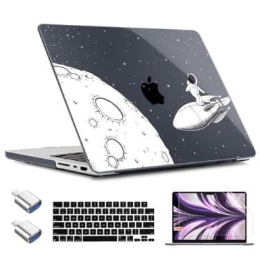 Imagem de TWOLSKOO Capa para MacBook Pro de 16 polegadas M4 A3403 A3186 M3 A2991 M2 A2780 M1 A2485 (2024-2021) Pro/Max, capa rígida de plástico, capa de teclado, adaptador tipo C e protetor de tela, astronautas