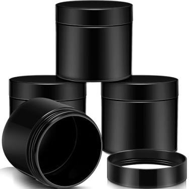 Imagem de Patelai 4 frascos redondos de plástico à prova de vazamento de boca larga com tampas para armazenamento de viagem, produtos de beleza, cremes faciais, óleos, pomadas, pomadas, faça você mesmo (170 g