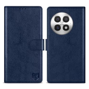 Imagem de ZZXX Capa carteira para OnePlus 13 com [bloqueio RFID] com compartimento para cartão, fecho magnético, capa protetora de couro dobrável para OnePlus 13 (azul - 6,8 polegadas)