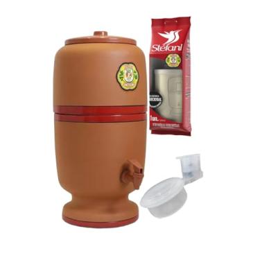 Imagem de Filtro De Barro 4 Litros Original São João Tradicional Água Purificada (1 vela + 1 Boia +1 Torneira)