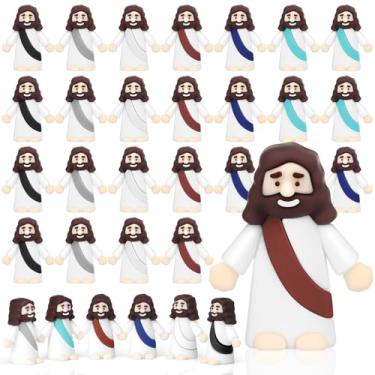 Imagem de Draupnir 30 peças de bonecos de pequeno Jesus de Páscoa, mini estatuetas de Jesus a granel, figuras religiosas de Jesus presente para amigos da família, colegas de trabalho, ovos de Páscoa (Macaron)