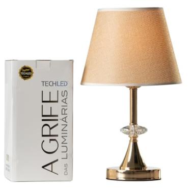 Imagem de Abajur De Tomada Cupula Abajur De Mesa E Cabeceira Abajour Cristal de Cabeceira com Cúpula (Bege)