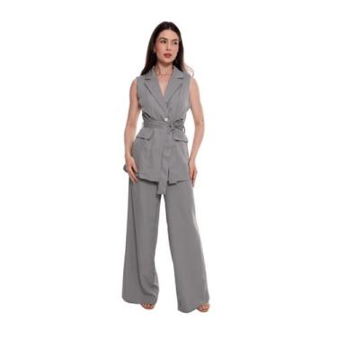 Imagem de Conjunto Calça Pantalona social e Blazer colete feminino CON-0049 - HB