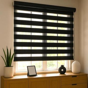 Imagem de Persiana Double Vision Sunny 140larg x 160alt Total Black (com bandô) 