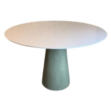 Imagem de Mesa De Jantar Cone 80 Cm Cimento Queimado Branco