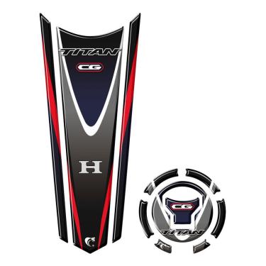 Imagem de Adesivo Faixa Gravata Tanque E Bocal Moto Resinado Cg Titan Preto