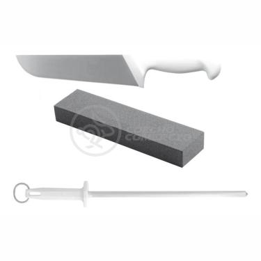 Imagem de Kit Churrasco 3 Peças Faca 10" + Chaira 10" + Pedra
