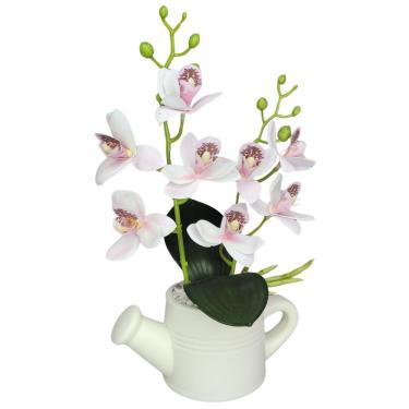 Imagem de Arranjo De Flores Artificiais Com Caixa De Mdf (29cm) Branco/branco