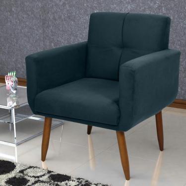 Imagem de Poltrona Decorativa Para Sala Lilian Suede Petróleo