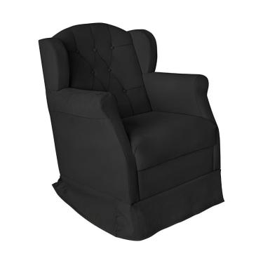 Imagem de Poltrona Amamentação Cadeira Reforçada Balanço Lile Suede preto