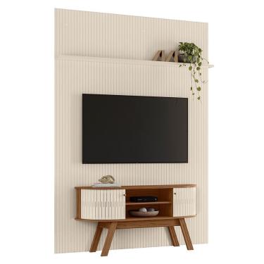 Imagem de Rack Bancada Com Painel Silverstone Naturale/off White Para Tv Até 75” - Madetec