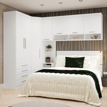 Imagem de Quarto De Canto Queen Com Guarda Roupas Cabeceira Alpes Luci Branco Pf-branco Pf