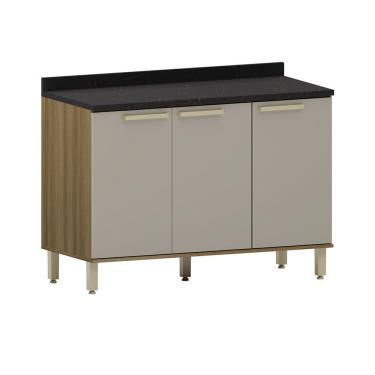 Imagem de Balcão De Pia 120cm 03 Portas Com Tampo Isis Luciane Móveis Avelã-mocca Laca