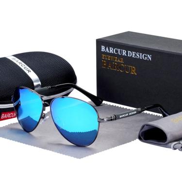 Imagem de Óculos De Sol Design Titanium Aluminio Estilo Piloto Polarizado Uv400 Azul