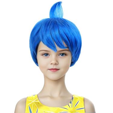 Imagem de morvally Fantasia Infantil De Cabelo Curto Azul Para Meninas, Peruca Cosplay Anime Halloween (Infantil)