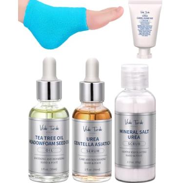 Imagem de VEDA TINDA SCENT Kit De Cuidados Para Pés E Mãos Vts - Inclui Óleo Melaleuca, Esfoliante Sal, Sérum, Creme Ureia 40%, Meias Hidratantes Calcanhar, Pedicure Em Casa, Spa Calcanhares Secos Rachados, P