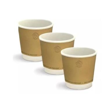 Imagem de Kit 4Cx Com 50Und Copo Biodegradável Billa Pardo 120Ml
