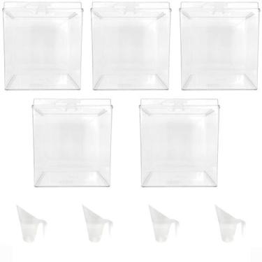 Imagem de Kit 5 Potes Acrílico Quadrado c/ Tampa 7,4l + Conchas 300ml - Ex Pote