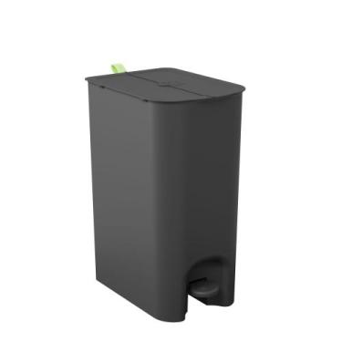 Imagem de Lixeira Borboleta com Pedal 20L Coza, Preta com alça Verde Matcha