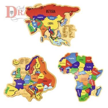 Imagem de Kit Quebra-Cabeça Mapa da Europa, Ásia e África - Drackma