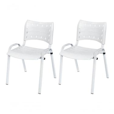 Imagem de Cadeira Iso Base Branco Igreja, Escola, Escritório - Branco - Kit 2 Peças