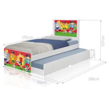 Imagem de Bicama Juvenil com Cabeceira Adesivada Futebol Meninos - CASA H