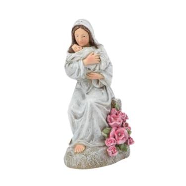Imagem de Generic Estatueta da Virgem Maria, lâmpada de jardim, estatueta de resina, escultura de Jesus, estátua para altar, entrada, quintal, Pintado