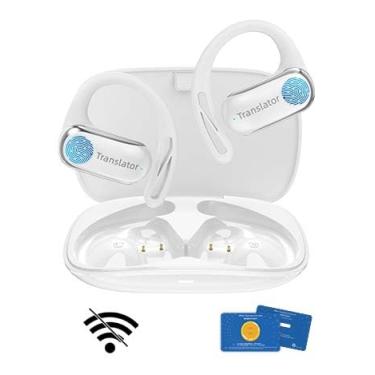Imagem de Wooask Fones de ouvido de tradução AI em tempo real, tradutor de 144 idiomas com design de orelha aberta 3 em 1 AI Translation Earbuds Real Time F56 Branco (com pacote off-line (Lifetime Free))
