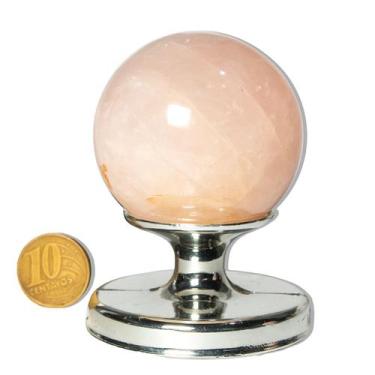 Imagem de 01 Esfera Quartzo Rosa Natural 100 a 200g 4 a 6cm Classe C - Cristaisd