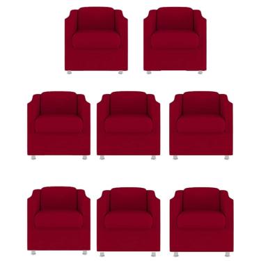 Imagem de Kit 8 Poltronas Decorativa Reforçada  Recepção Clinica Salão Suede