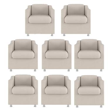 Imagem de Kit 8 Poltronas Bia Decorativa Reforçada Recepção Clinica Salão Sala De Estar Suede