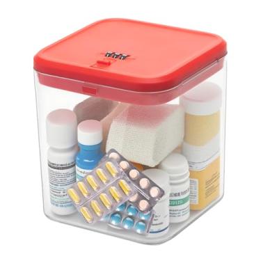 Imagem de BOMKVIN Caixa de armazenamento transparente com trava de combinação - organizador de medicamentos resistentes, lanches e eletrônicos, prisão de telefone à prova de crianças, recipiente para