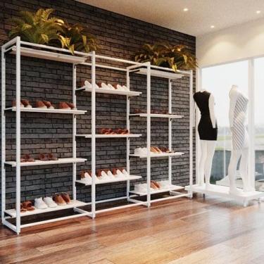 Imagem de Conjunto Estante Cremalheira Central Com 11 Prateleiras Para Loja - Co