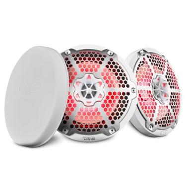 Imagem de Alto-falante branco marítimo DS18 NXL-8M/WH – 20,3 cm, 2 vias, 375 W Max, 100% UV estável, especificações de grau marítimo IP65, 4 Ohms, iluminação LED RGB integrada – para todos os elementos, UTV, ATV e Jeep (2 alto-falantes)