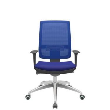 Imagem de Cadeira Office Brizza Tela Azul Assento Aero Azul Autocompensador Base
