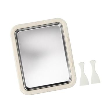 Imagem de WeiLaiKeQi Máquina de sorvete, bandeja para rolos de iogurte congelado, faça você mesmo, aço inoxidável, atividades práticas para a família, panela de sorvete, Branco