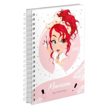 Imagem de Agenda Comercial 2026 Personalizada Capa Dura Manicure Ruiva Cores (Rosa)