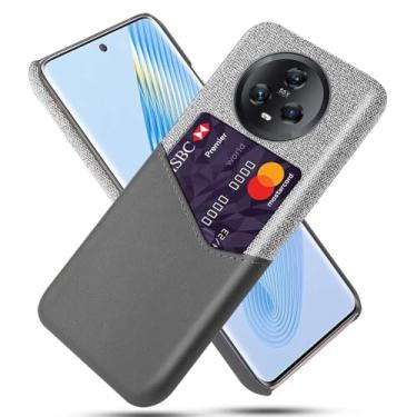 Imagem de Capa para Honor Magic5,Anti-deslizamento,Proteção contra quedas de 360°,Resistência à impressão digital,Tela e caso de couro PU com 1 slot de cartão atrás-Gray