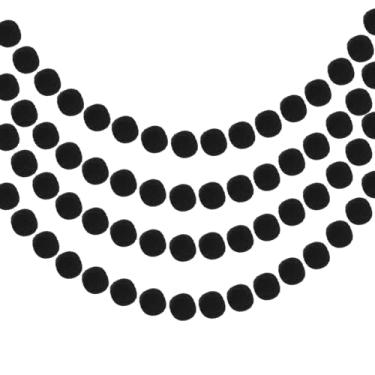 Imagem de PATIKIL 4 peças de guirlanda de pompom, faixa decorativa de 1,8 m com 20 bolas de feltro para decoração de quarto de festa de Dia das Bruxas, Ação de Graças, Natal, aniversário, festa, quarto, preto