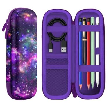 Imagem de WIRESTER Capa protetora rígida de armazenamento para caneta, cabo USB, capa compatível com Apple Pencil Pro, Apple Pencil (USB-C/1ª/2ª geração), Samsung Stylus - Galaxy Nebula roxa