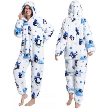 Imagem de Pijama De Lã Falso Outono Inverno Flanela Quente Mulheres Conjuntos De Pijamas Grosso De Veludo Coral Manga Comprida Pijamas, Panda, 8T(115-125CM)