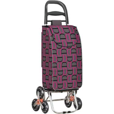 Imagem de Carrinho De Compras Dobrável Em 6 Rodas, Carrinho De Compras Leve De Alumínio 2 Em 1 Com Bolsa Destacável, Carrinho De Supermercado Para Subir Escadas, Grey