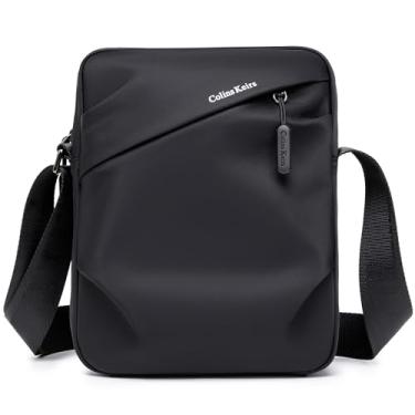 Imagem de Colins Keirs Bolsa tiracolo masculina, bolsa tiracolo leve e impermeável para homens, bolsa carteiro pequena preta, bolsa de viagem compacta para trabalho, caminhada, uso diário casual