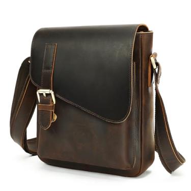 Imagem de Bolsa mensageiro masculina de couro vintage para trabalho bolsa tiracolo bolsa de mão para mulheres presente, 6228-darkcoffee