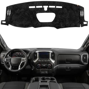 Imagem de KEYOOG Capa Para Painel De Carro, Ideal Chevy Silverado 1500 2021-2019, G-Mc Sierra (Sem Modelos Hud), Carpete Antirreflexo, Protetor Solar Antiderrapante (Flanela)