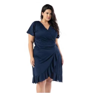 Imagem de Saída De Praia Plus Size Vestido De Amarrar Na Cintura - Kosh, Azul, M