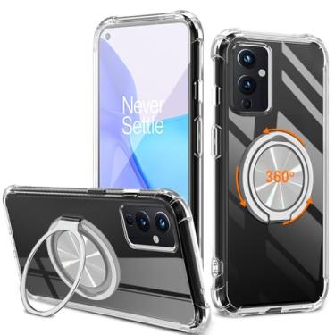 Imagem de Capa de telefone compatível com OnePlus 1+ 9, suporte giratório de 360° [não amarelo] capa protetora transparente com 4 airbags cantos à prova de choque para OnePlus 1+ 9 2021 - transparente