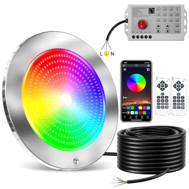 Imagem de PoCare Luzes LED de piscina 54W 25,4 cm para piscina enterrada com 3 formas de controle (aplicativo/controle remoto/manual), luz de piscina subaquática multicolorida que muda para nichos molhados
