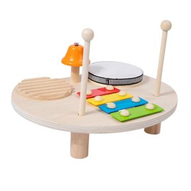 Imagem de Colaxi Crianças conjunto de tambor instrumento musical xilofone de madeira habilidade do motor crianças música tambor instrumentos de mesa tambor conjunto