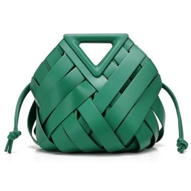 Imagem de Bolsas clutch de couro vegano para mulheres bolsa de ombro pequena de tecido com alça superior fofa bolsas de mão 2025, Verde, One Size